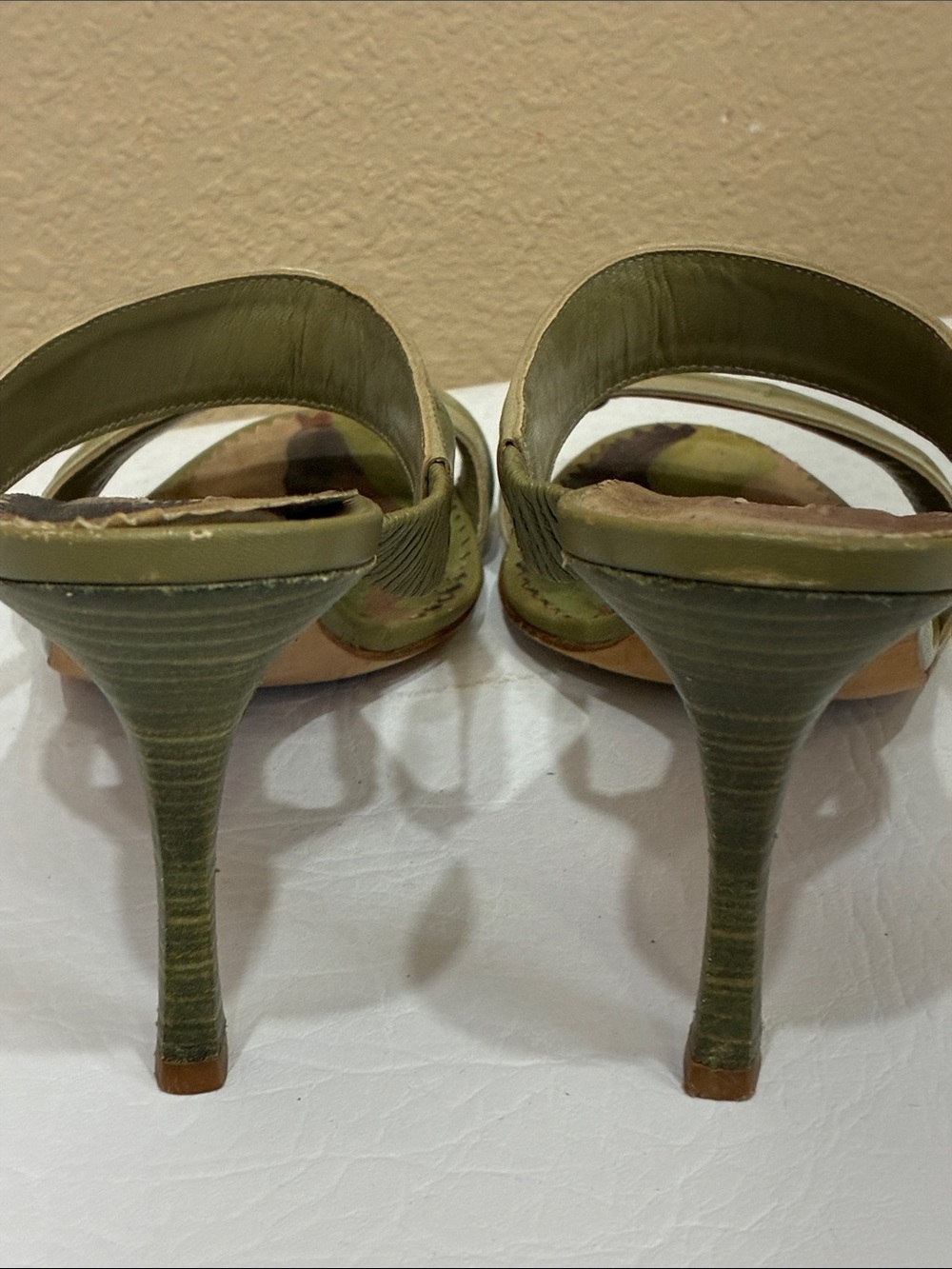 Manolo Blahnik Olive Green Slide Sandals with Camo Insole - Picture 6 of 9